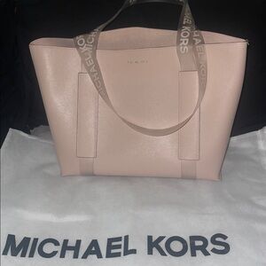 Michael Kors Blush Pink Leather Tote with Logo Strap